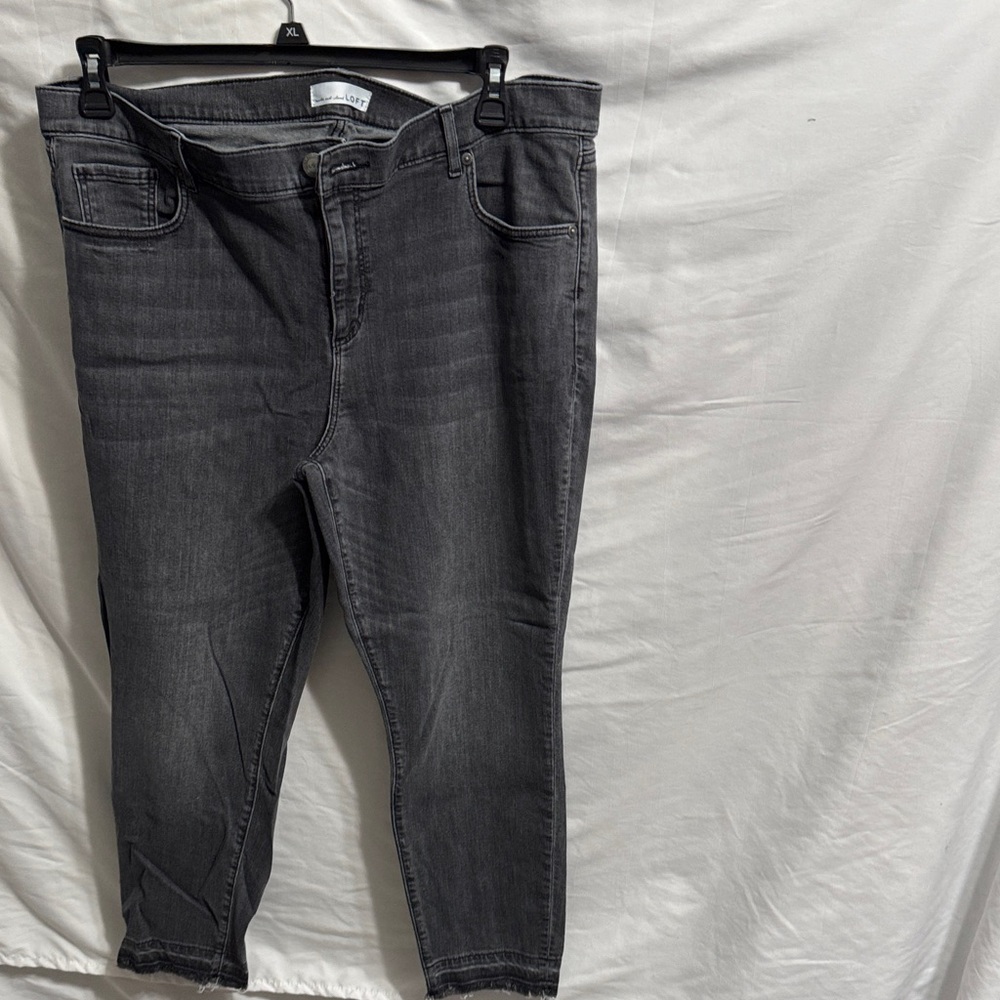 LOFT Gray Modern  Skinny frayed Denim Jeans